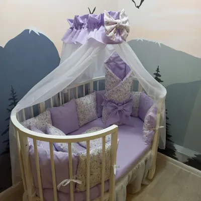 Набор в кроватку для новорожденных Lollycottons Слоники Лиловый – купить за  14 300 руб | Kid Mall — сеть магазинов для новорожденных