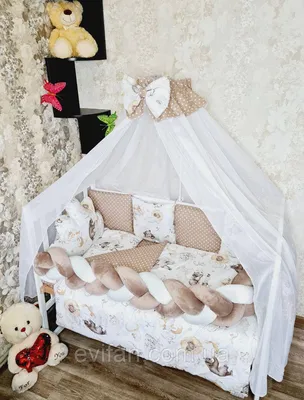 Комплект белья в детскую кроватку (10 предметов) Angelica серый - My luxury  baby