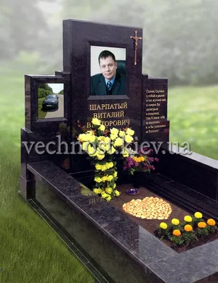 Памятник из серого гранита на могилу в Челябинске, заказать по доступной  цене