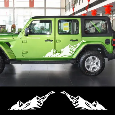 Купить 2 шт., наклейки на боковую отделку двери автомобиля Snow Mountain  для Jeep Wrangler JK TJ JL Trail Hawk Rubicon, виниловые наклейки | Joom