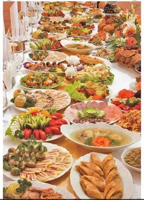 Накрытый стол 🥰 | Еда для вечеринки, Новогодняя еда, Еда