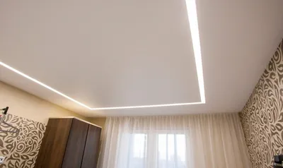 Двухуровневые натяжные потолки с подсветкой - матовые и глянцевые смотреть  фото | Строй Комфорт