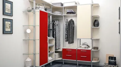 Классическая гардеробная комната с островом и зеркалом из крашеного МДФ под  заказ