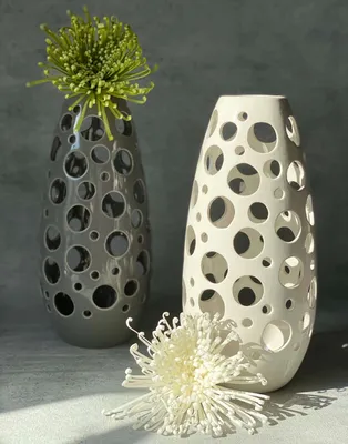 Купить напольную высокую керамическую вазу для цветов в Минске - большие,  белые вазы | Podarkiminsk.by