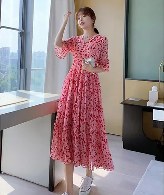 Новое поступление 2021, модные красивые шифоновые мягкие платья для  девочек, женская мода, праздничное пляжное летнее платье, женское красное  платье большого размера XL # M207 | AliExpress