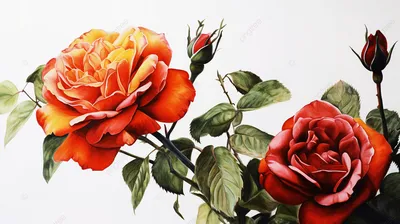 Роза нарисованная легкая - 61 фото