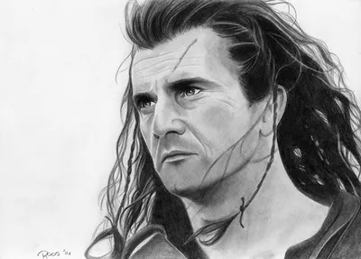 Картинки мужчина Mel Gibson Braveheart Лицо смотрят Рисованные