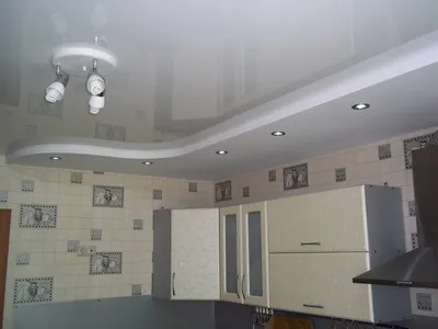 Натяжной потолок на кухне 6 кв м
