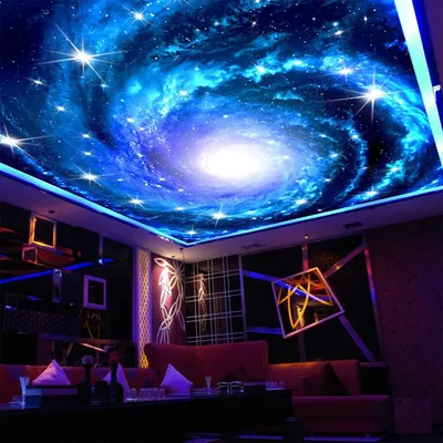 Натяжные потолки космос рисунок с подсветкой купить установка цена за метр