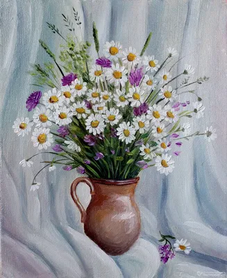 Картина по номерам 30х30 Натюрморт с ромашками и календулой (19 цветов) в  интернет-магазине RC-Russia