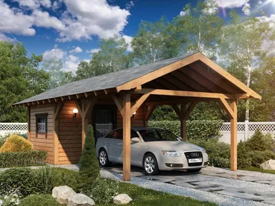 Современный навес из дерева на металлическом каркасе всего за 288 000 ₴ ☆  Sensey-Dnepr