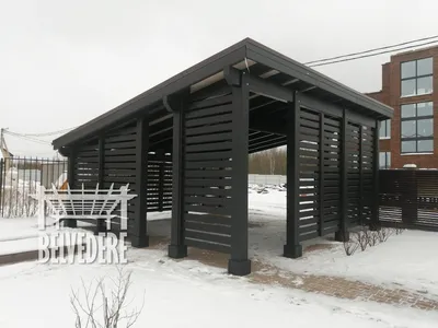 Навес односкатный для авто из поликарбоната и дерева - купить по цене  120120 рублей в Москве