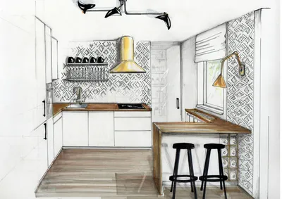 2024 КУХНИ фото маленькая кухня с барной стойкой, Киев, ArtWork Design Group