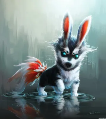 Необычное существо с телом собаки, кроличьими ушами и ярким хвостом —  Картинки на аву