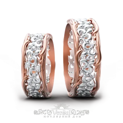 Необычные обручальные кольца, бриллианты, красное и белое золото в Москве,  цена 123400 руб.: купить в интернет-