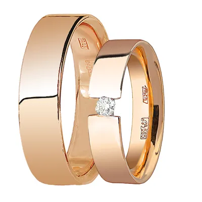 Купить Обручальное кольцо 10-154-К из красного золота с бриллиантом в  Москве, цена 18975.67 RUB, артикул 10-154-К