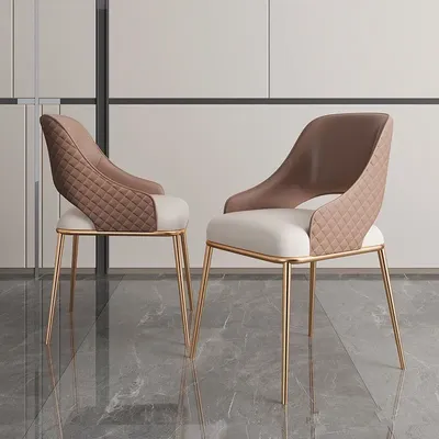 Скандинавские кожаные дизайнерские стулья для столовой, золотого цвета,  модные кожаные стулья, мебель для гостиной CC50CY | AliExpress