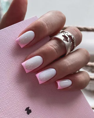Нежно-розовый френч фото_6 | Нейл-арт, Дизайнерские ногти, Розовые ногти