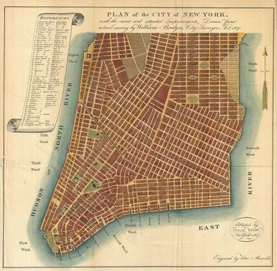 Нью-Йорк карта 1800 - карте Нью-Йорка 1800 (Нью - Йорк, США)