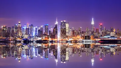Скачать обои небоскребы, ночной город, сша, нью-йорк, манхеттен разрешение  1920x1080 #162932