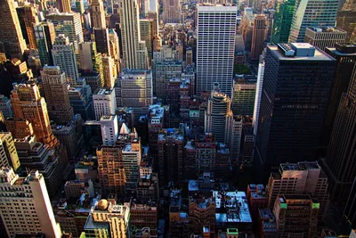 Фотография Нью-Йорк США Ночные Сверху город Здания 1920x1080
