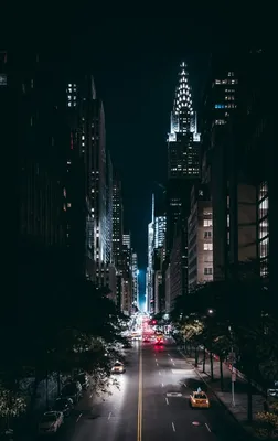Картинка Нью-Йорк штаты в ночи заливы Дома Города 600x800