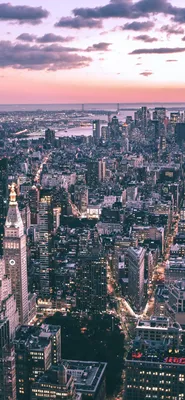 Обои на телефон ночной город огни, города, небоскребы, вид сверху, нью-йорк,  сша - скачать бесплатно в высоком качестве из категории \"Города\"