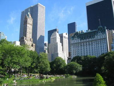 Фотографии Нью-Йорк США Central Park парк Дома город
