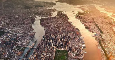 Вид на Нью-Йорк с высоты птичьего полета Стоковое Изображение - изображение  насчитывающей борным, ландшафт: 161550493