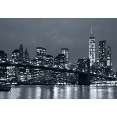 Пользовательская роспись Ночной Манхэттен мост Нью-Йорк европейские и  американские города черно-белые обои для гостиной | AliExpress