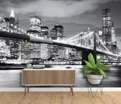 Изображение Нью-Йорк панорама в серых тонах для скинали высокого качества