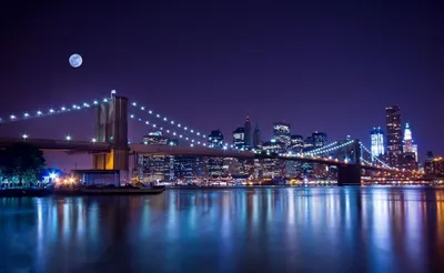 Фотообои Ночной Нью Йорк мост через Гудзон купить на стену • Эко Обои