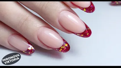 Угловой френч Маникюр в черно-красных тонах | Nail Tutorial: French  Manicure - YouTube