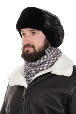 Мужская норковая шапка ушанка на коже черного цвета (ID#1494590014), цена:  3020 ₴, купить на Prom.ua