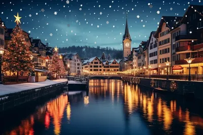 Швейцария, рождественская атмосфера | Премиум Фото
