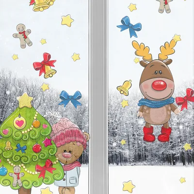 Новогодние наклейки на окна и стены VEROL Зимний городок на Новый год 2022  - купить в Москве, цены на Мегамаркет