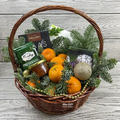 Подарочная корзина с фруктами «Новогодний презент» — магазин подарков  Макс-ГИФТ