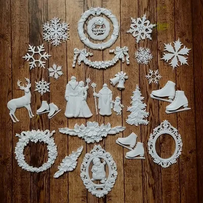 Купить 12 шт., рождественские украшения для фотографий, рамки 2023,  подвесная фоторамка, коготь северного оленя, снежинка, Рождество | Joom