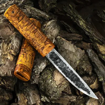 Нож ЯКУТ БОЛЬШОЙ, дамасская сталь, карельская берёза купить в  интернет-магазине Товарищество Завьялова