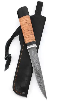 Нож Якут №3 дамаск кованый дол рукоять береста купить по цене 9 500 руб. в  интернет магазине ножей