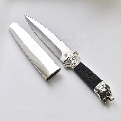 Нож Медведь-6 (дамасская сталь, ручная ковка), голова медведя - Ножи  разделочные, дамаск - Ножи - Магазин Русские ножи - купить нож