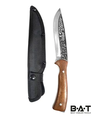 Нож Медведь (дамаск, венге) купить в интернет-магазине «Булатный нож»