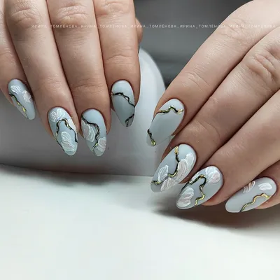 Хрустальный дизайн ногтей с 3d цветами и стрекозами