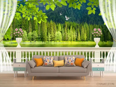 Фотообои Вид с балкона на лес», (арт. 28618) - купить в интернет-магазине  Chameleon
