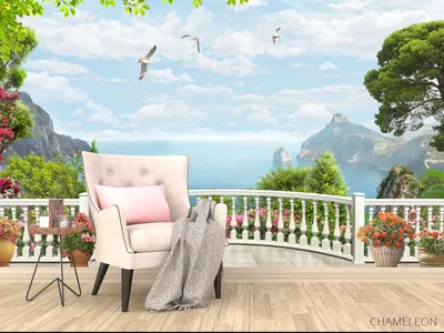 Фотообои Вид с балкона на море», (арт. 24476) - купить в интернет-магазине  Chameleon