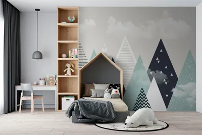 Фотообои Скандинавские горы для детской комнаты Nru94604 купить на заказ в  интернет-магазине