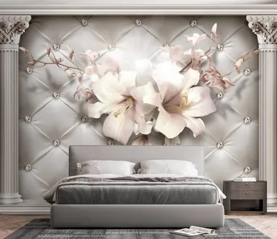 Фотообои Dekor Vinil, 3д стерео обои, цветы, обои лилии, геометрия, белые  цветы,обои в гостиную,роспись для спальни | AliExpress