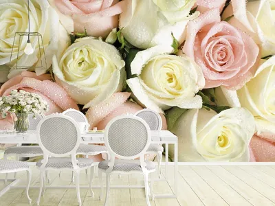 Фото обои розы розовые 254 x 184 см Романтика - Светлые пастельные цветы  (13030P4)+клей купить по цене 850,00 грн