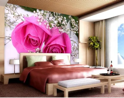 Обои с розами в спальне (35 фото)