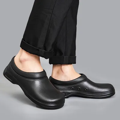 Обувь для шеф-повара Нескользящая кухонная обувь Столовая Рабочая обувь для  шеф-повара Рабочая обувь для отеля, размер: 44 (черный)